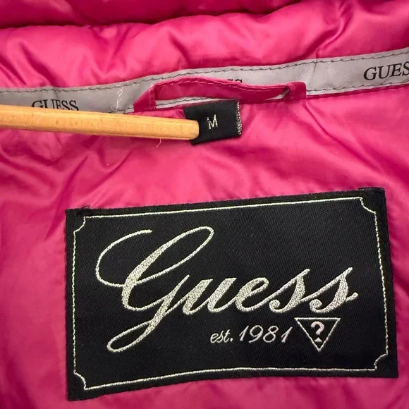 GUESS Puffer Jacket Purple Magenta Quilted Down Blend Puffer Coat Women Med - Picture 13 of 16